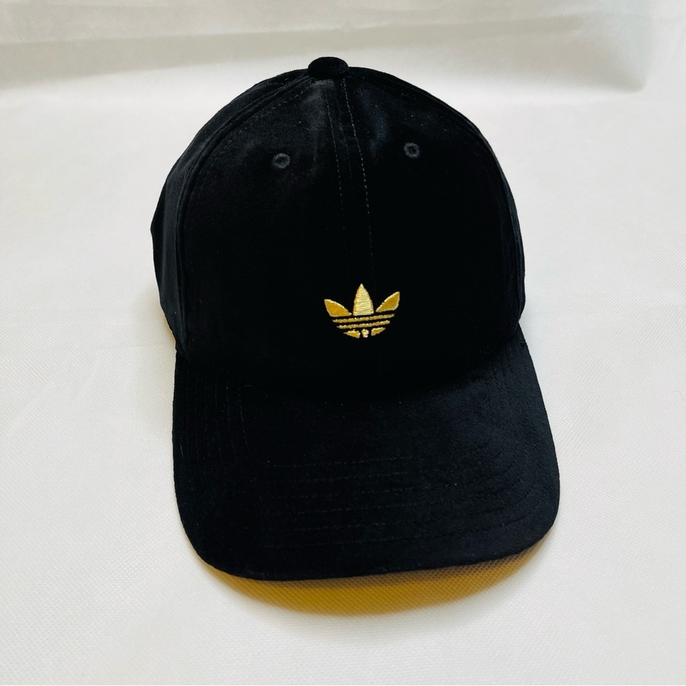 Adidas Black Suede Black Hat with Gold Emblem